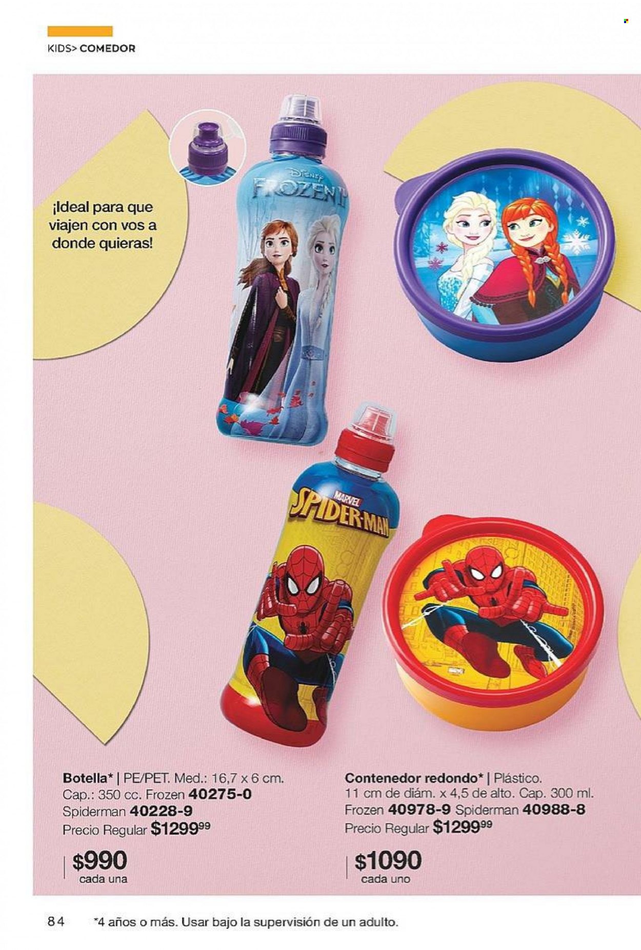 Folleto actual Avon - Ventas - Marvel, Frozen, Spiderman, botella. Página 84.