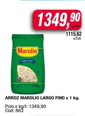 Arroz MAROLIO Largo Fino x 1 kg.