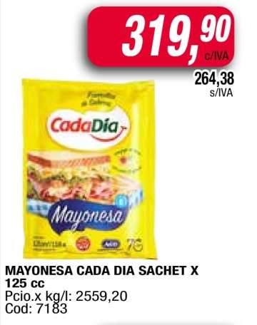 MAYONESA CADA DIA SACHET X 125 cc