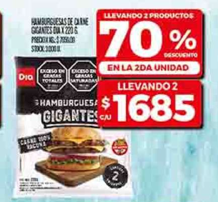 Hamburguesas de Carne Gigantes DIA x 220 g