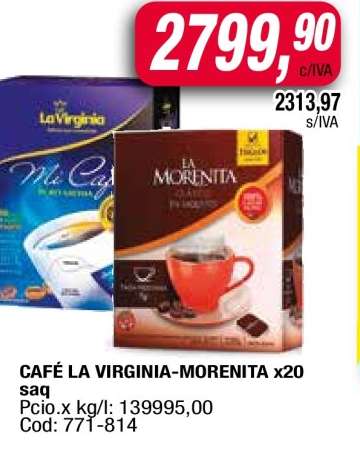 CAFÉ LA VIRGINIA-MORENITA x20 saq