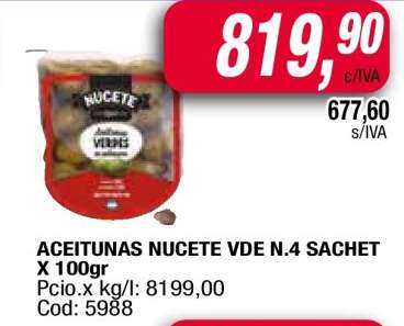 ACEITUNAS NUCETE VDE. N.4 SACHET X 100gr