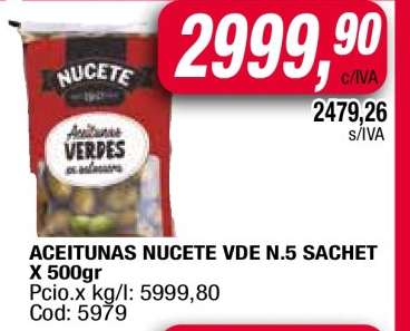 ACEITUNAS NUCETE VDE.N.5 SACHET X 500gr