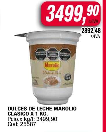 DULCES DE LECHE MAROLIO CLASICO X 1 KG.