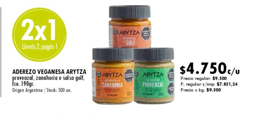 Aderezo Veganesas Arytza