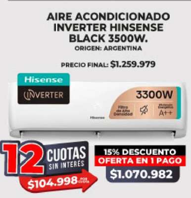 Aire Acondicionado Inverter Hinsense Black 3500W