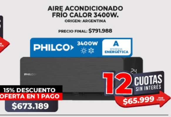 Aire Acondicionado Frío Calor 3400W
