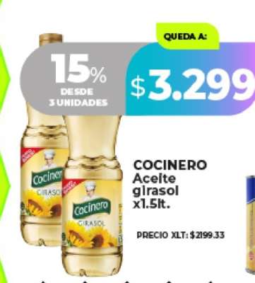 COCINERO Aceite girasol x1.5lt.