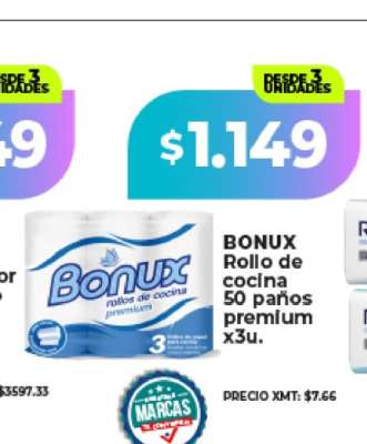 BONUX Rollo de cocina 50 paños premium x3u