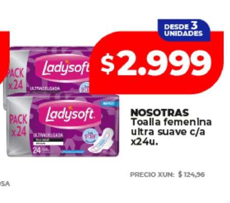 NOSOTRAS Toalla femenina ultra suave c/a x24u.
