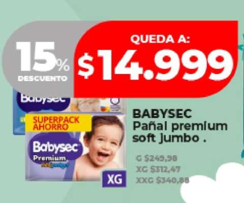BABYSEC Pañal premium soft Jumbo