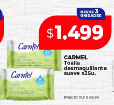 CARMEL Toalla desmaquillante suave x25u.
