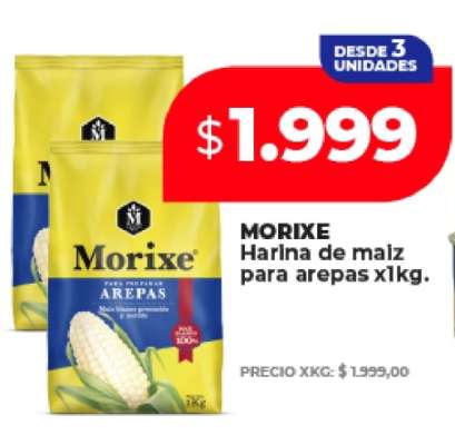MORIXE Harina de maíz para arepas x1kg