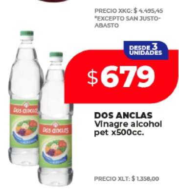 DOS ANCLAS Vinagre alcohol pet x500cc