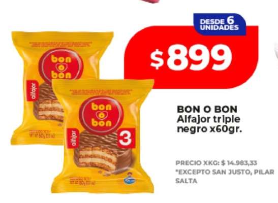 BON O BON Alfajor triple negro x60gr