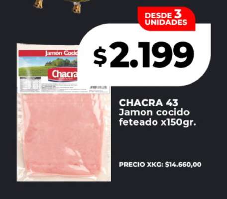 CHACRA 43 Jamon cocido feteado x150gr