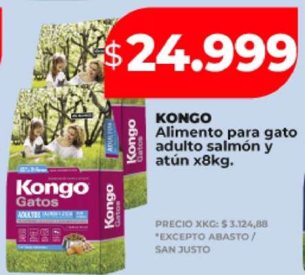 KONGO Alimento para gato adulto salmón y atún x8kg
