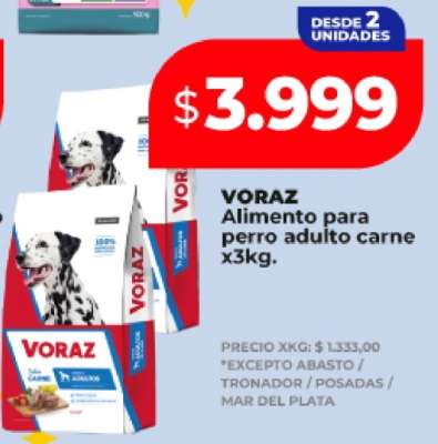 VORAZ Alimento para perro adulto carne x3kg