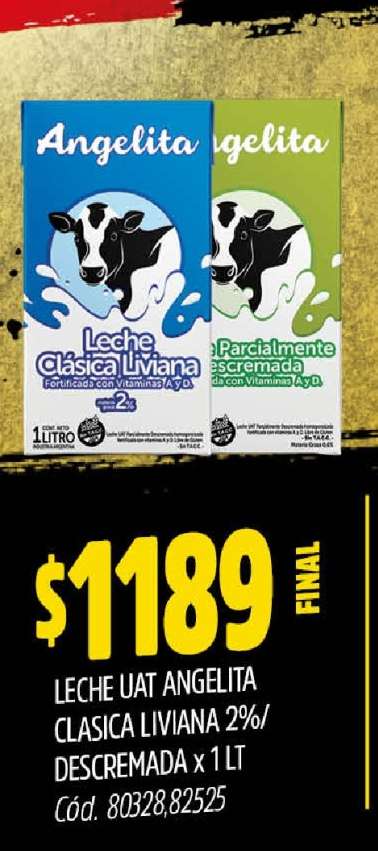 Leche UAT Angelita Clásica Liviana 2%/ Descremada x 1 LT