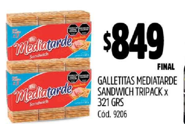 GALLETITAS MEDIATARDE SANDWICH TRIPACK x 321 GRS