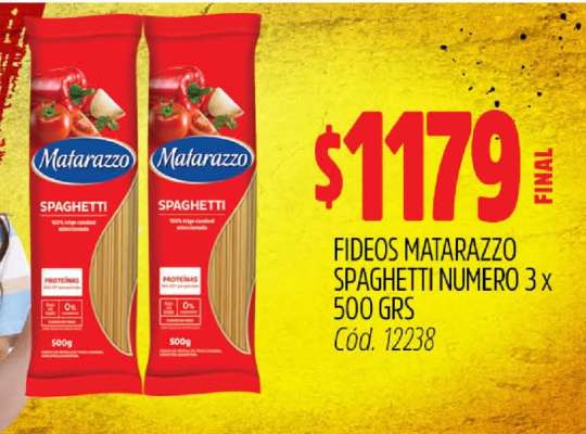 Fideos Matarazzo Spaghetti Número 3 x 500 grs