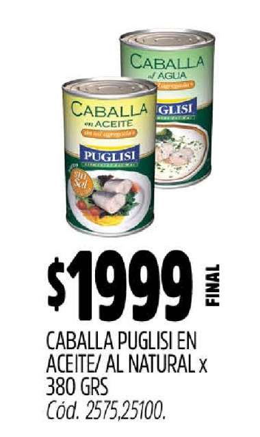 CABALLA PUGLISI EN ACEITE AL NATURAL X 380 GRS