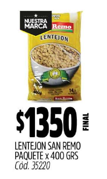 Lentejon San Remo Paquete x 400 grs