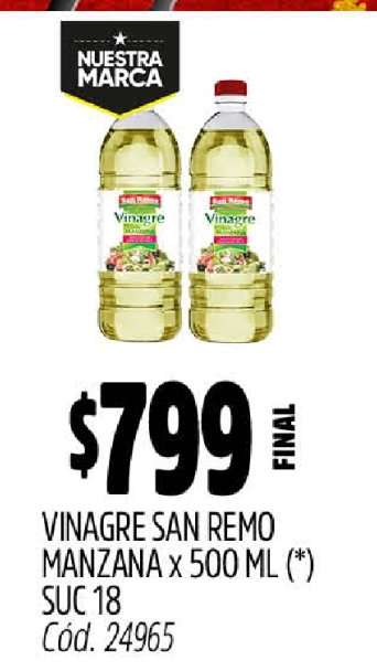 VINAGRE SAN REMO MANZANA x 500 ML