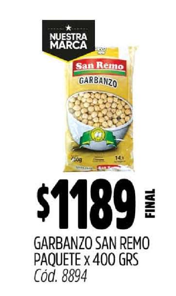 Garbanzo San Remo Paquete x 400 GRS