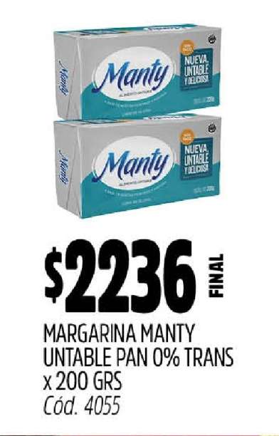 Margarina Manty Untable Pan 0% Trans x 200 grs