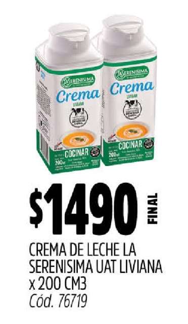 Crema de Leche La Serenísima UAT Liviana x 200 cm3