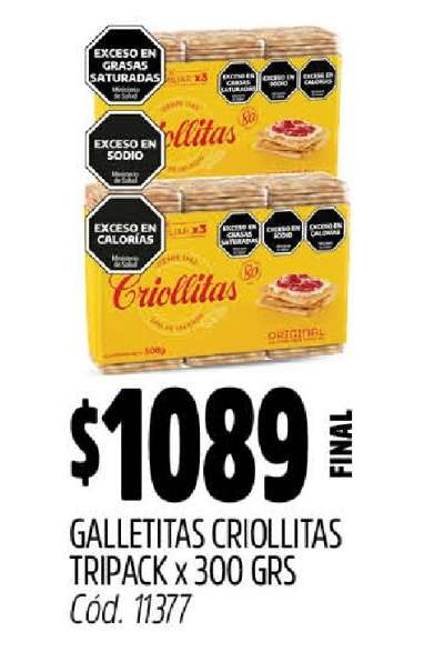 GALLETITAS CRIOLLITAS TRIPACK x 300 GRS