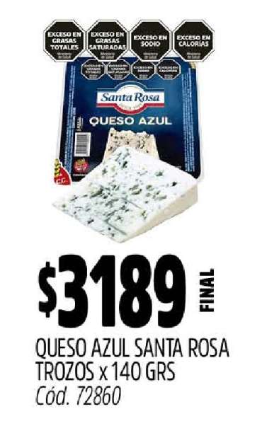 Queso Azul Santa Rosa Trozos x 140 GRS