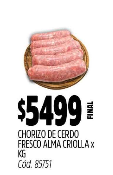 CHORIZO DE CERDO FRESCO ALMA CRIOLLA x KG