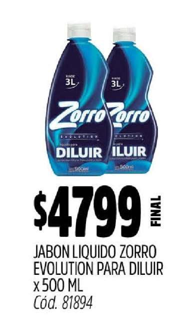 JABON LIQUIDO ZORRO EVOLUTION PARA DILUIR x 500 ML
