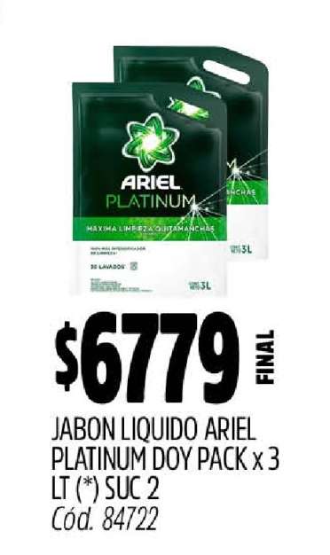 Jabon Liquido Ariel Platinum Doy Pack x 3 LT