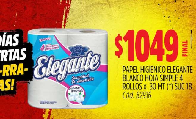 Papel Higiénico Elegante Blanco Hoja Simple