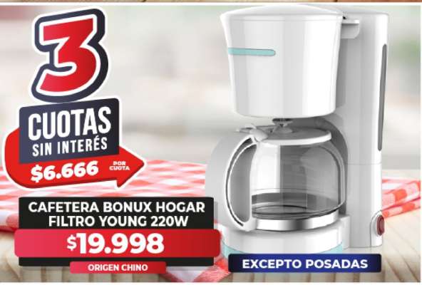 Cafetera Bonux Hogar Filtro Young 220W
