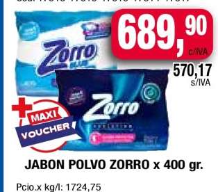 JABON POLVO ZORRO x 400 gr.