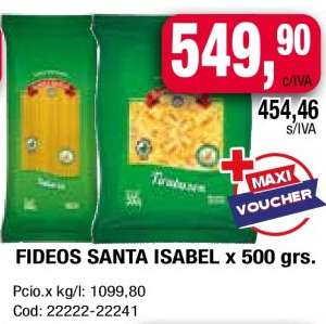 FIDEOS SANTA ISABEL x 500 grs.