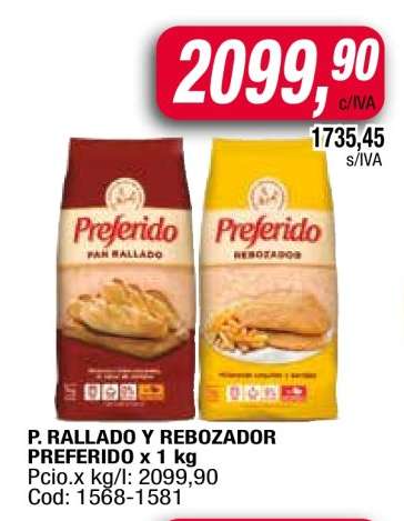 P. RALLADO Y REBOZADOR PREFERIDO x 1 kg