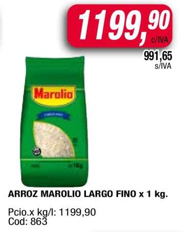Arroz MAROLIO Largo Fino x 1 kg.