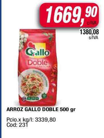 ARROZ GALLO DOBLE 500 gr