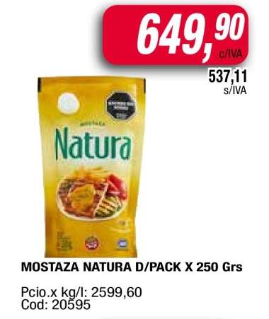 MOSTAZA NATURA D/PACK X 250 Grs