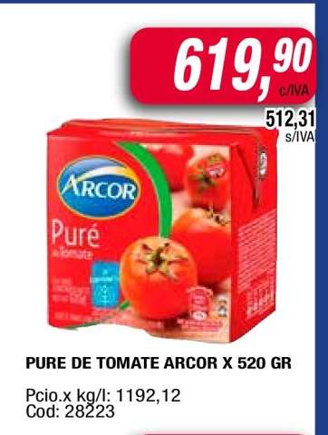 PURE DE TOMATE ARCOR X 520 GR