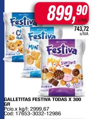 GALLETITAS FESTIVA TODAS X 300 GR