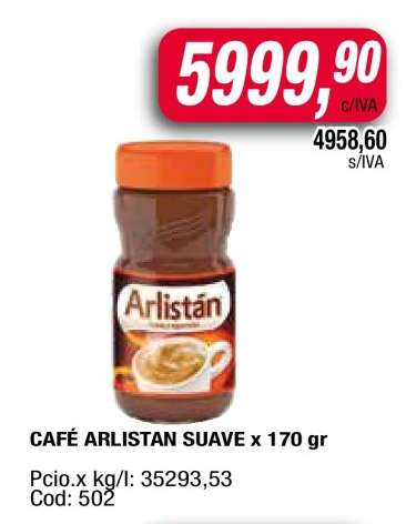 CAFÉ ARLISTAN SUAVE x 170 gr