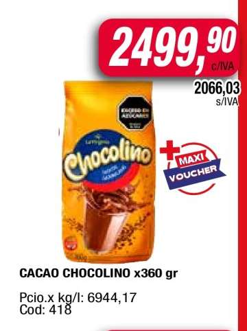 CACAO CHOCOLINO x360 gr