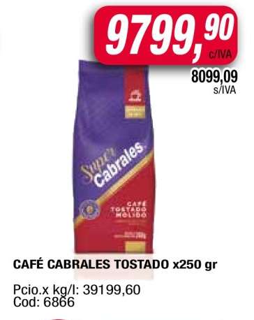 CAFÉ CABRALES TOSTADO x250 gr