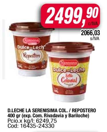 Dulce de Leche La Serenisima Col. / Repostero